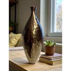 Bombay Hammered Bronze Ceramic Vase-Tall Modern Metallic Home Decor-Pottery-Art